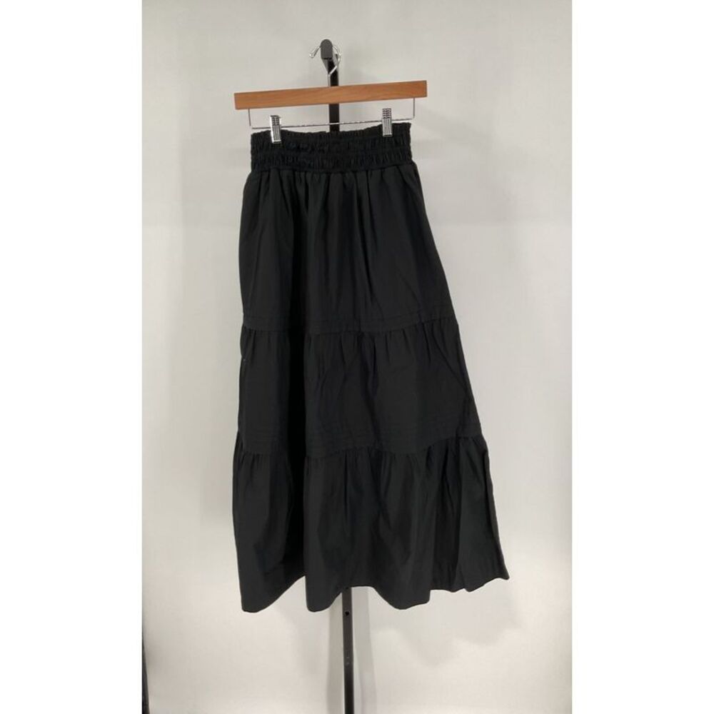 Quince Women's 100% Organic Cotton Tiered Maxi Skirt Black XL